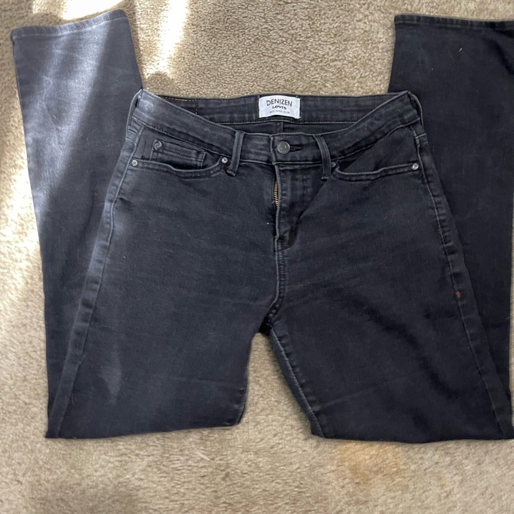 Black Levi Denizen Jeans, Mid Rise Slim